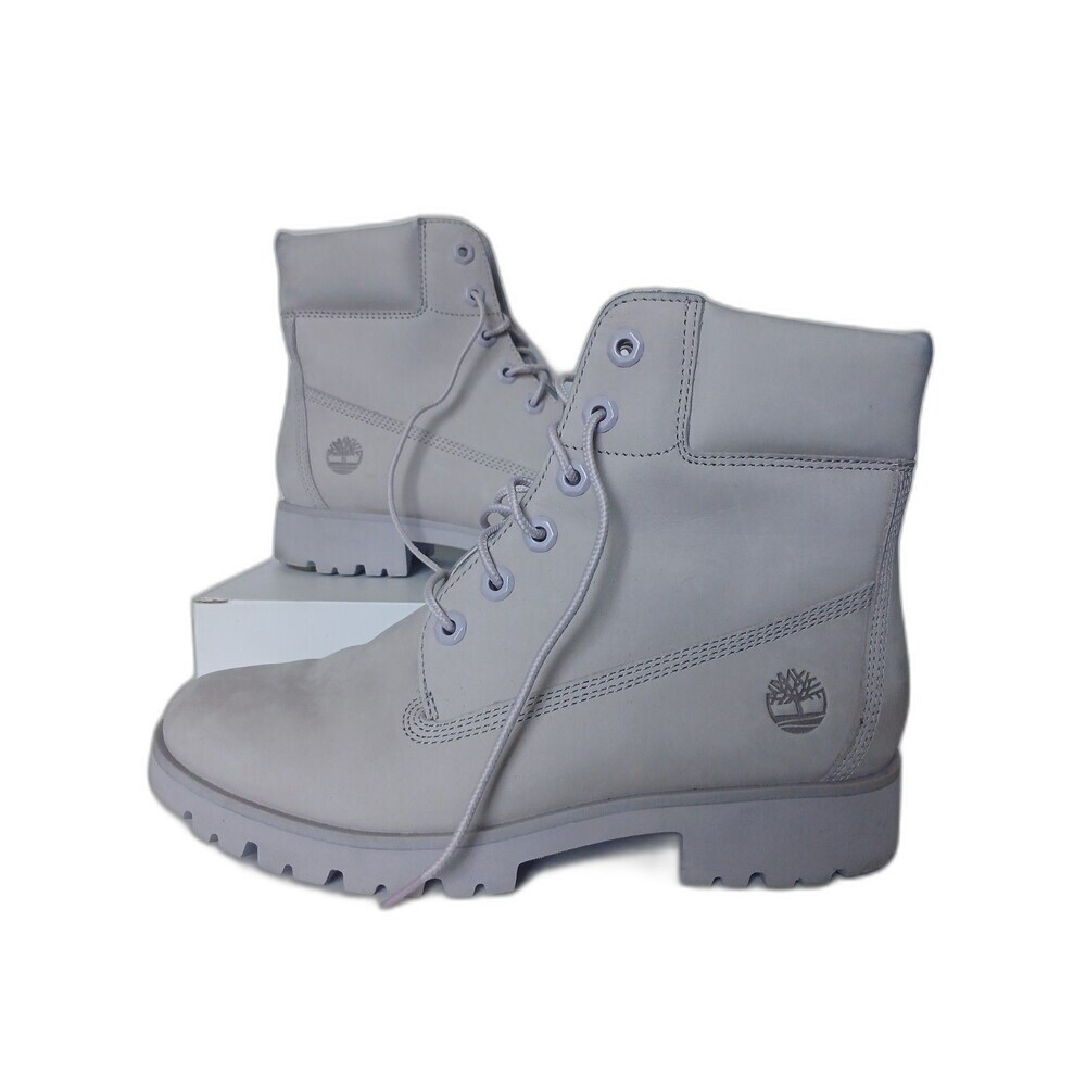 Timberland Premium 6 Inch Boots LightGray Nubuck Women's Size 8.5 Waterproo Lace